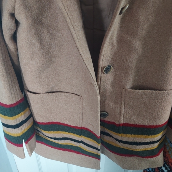 Pendleton Women's Tan Wool Jacket with Multicolor Stripes - Picture 3 of 5